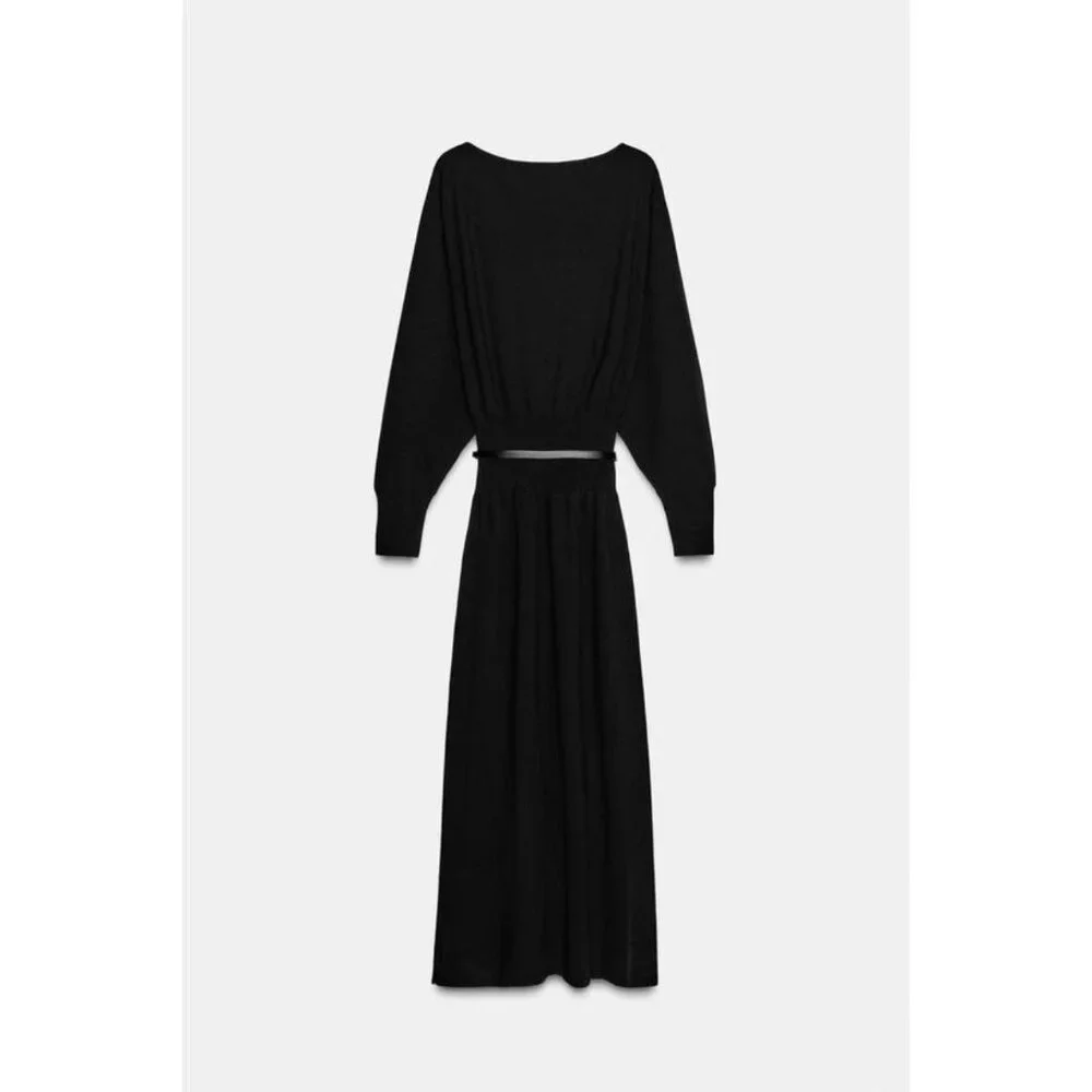 ZARA BELTED MIDI DRESS - Picture 9 of 10